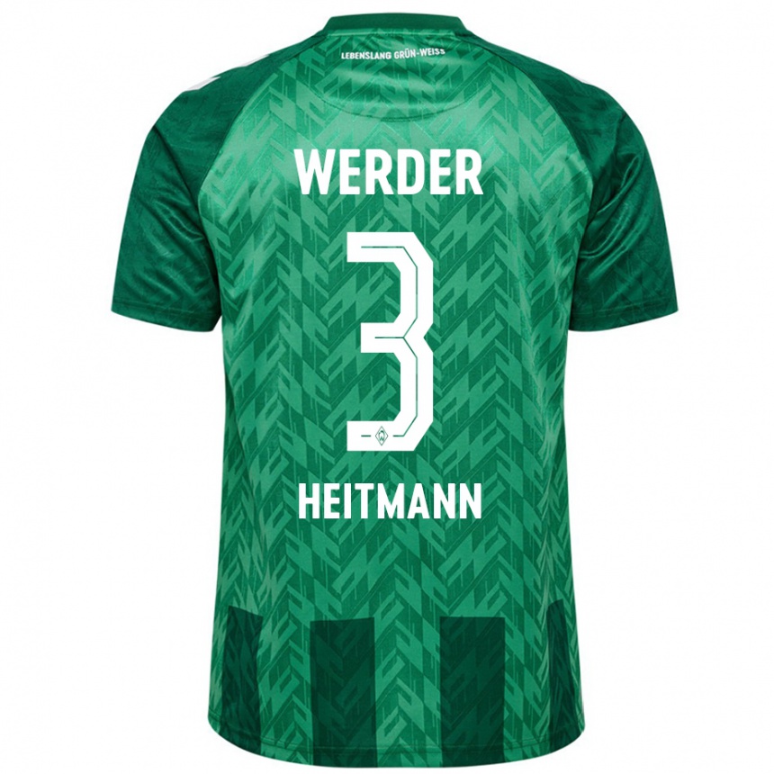 Niño Fútbol Camiseta Mats Heitmann #3 Verde 1ª Equipación 2024/25