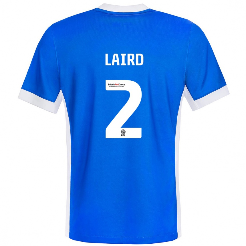 Niño Fútbol Camiseta Ethan Laird #2 Azul Blanco 1ª Equipación 2024/25