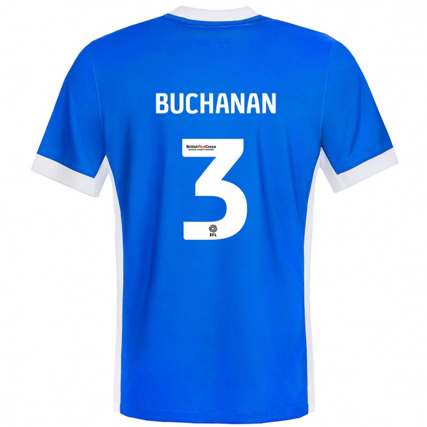 Niño Fútbol Camiseta Lee Buchanan #3 Azul Blanco 1ª Equipación 2024/25