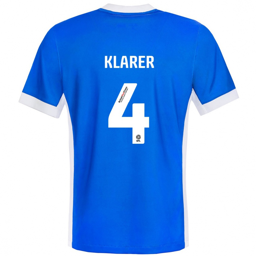 Niño Fútbol Camiseta Christoph Klarer #4 Azul Blanco 1ª Equipación 2024/25