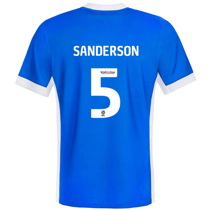 Niño Fútbol Camiseta Dion Sanderson #5 Azul Blanco 1ª Equipación 2024/25