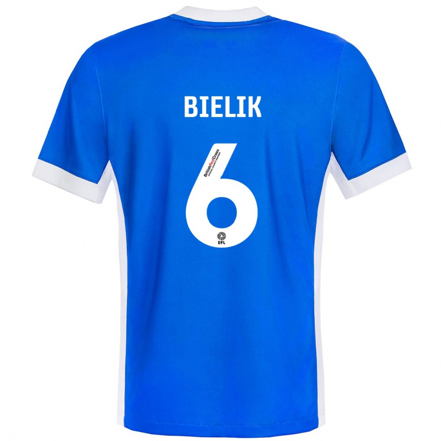 Niño Fútbol Camiseta Krystian Bielik #6 Azul Blanco 1ª Equipación 2024/25