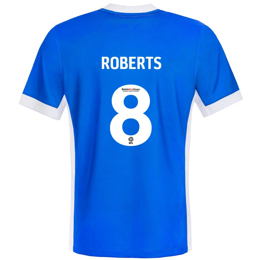 Niño Fútbol Camiseta Tyler Roberts #8 Azul Blanco 1ª Equipación 2024/25