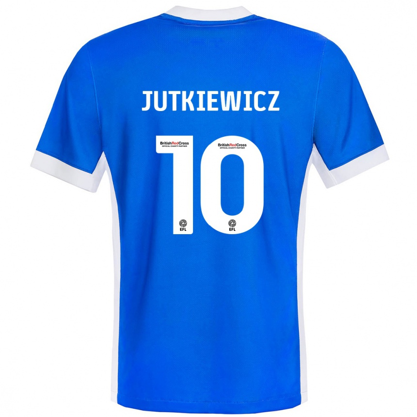 Niño Fútbol Camiseta Lukas Jutkiewicz #10 Azul Blanco 1ª Equipación 2024/25