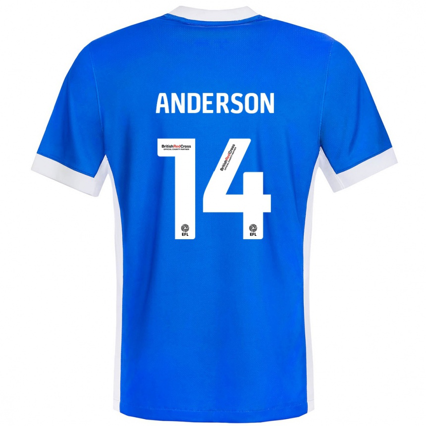 Niño Fútbol Camiseta Keshi Anderson #14 Azul Blanco 1ª Equipación 2024/25