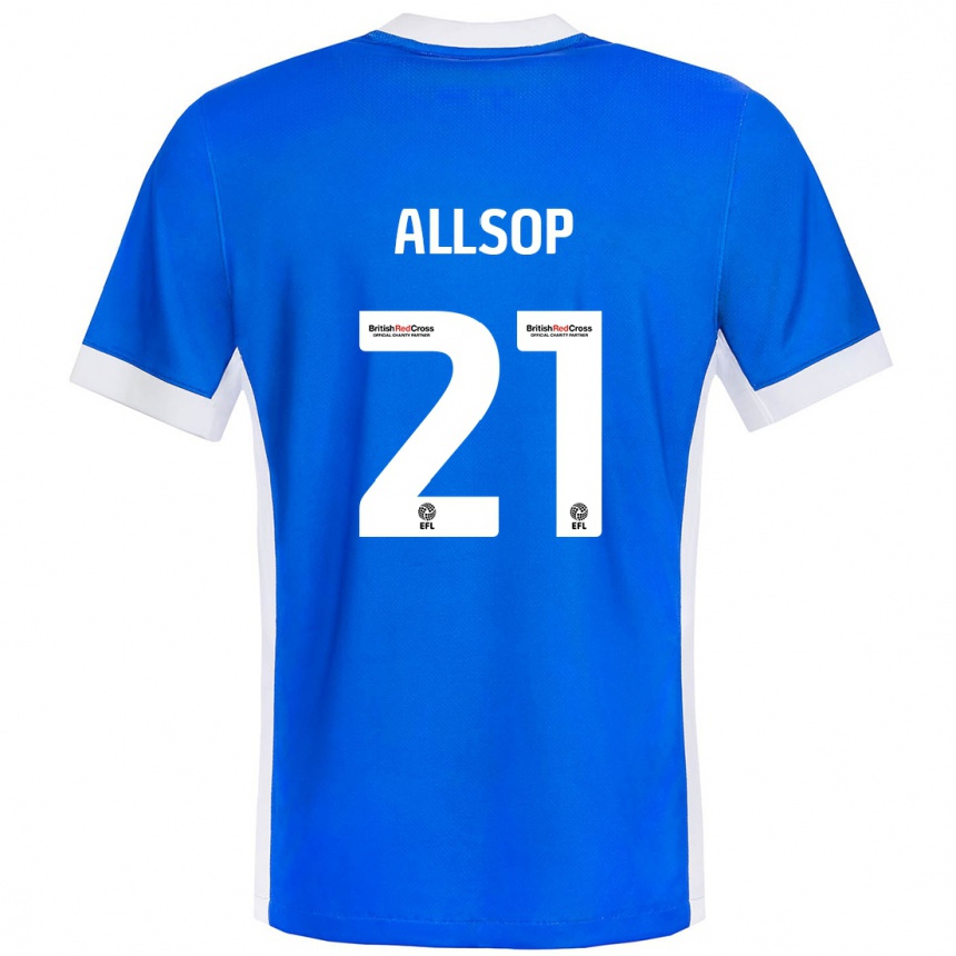 Niño Fútbol Camiseta Ryan Allsop #21 Azul Blanco 1ª Equipación 2024/25