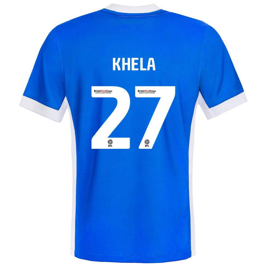 Niño Fútbol Camiseta Brandon Khela #27 Azul Blanco 1ª Equipación 2024/25