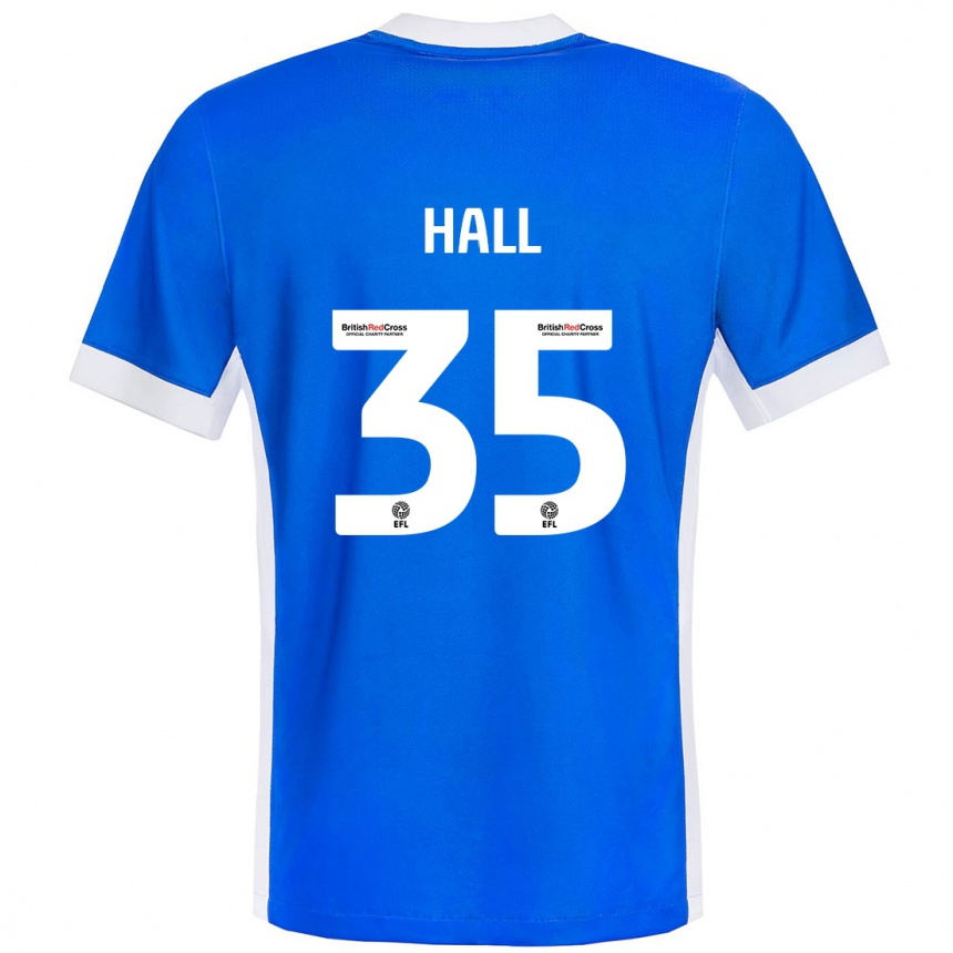 Niño Fútbol Camiseta George Hall #35 Azul Blanco 1ª Equipación 2024/25