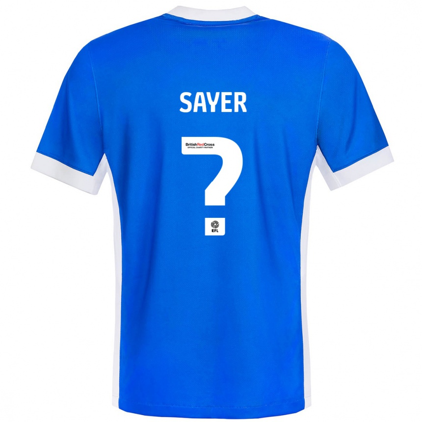 Niño Fútbol Camiseta Olly Sayer #0 Azul Blanco 1ª Equipación 2024/25