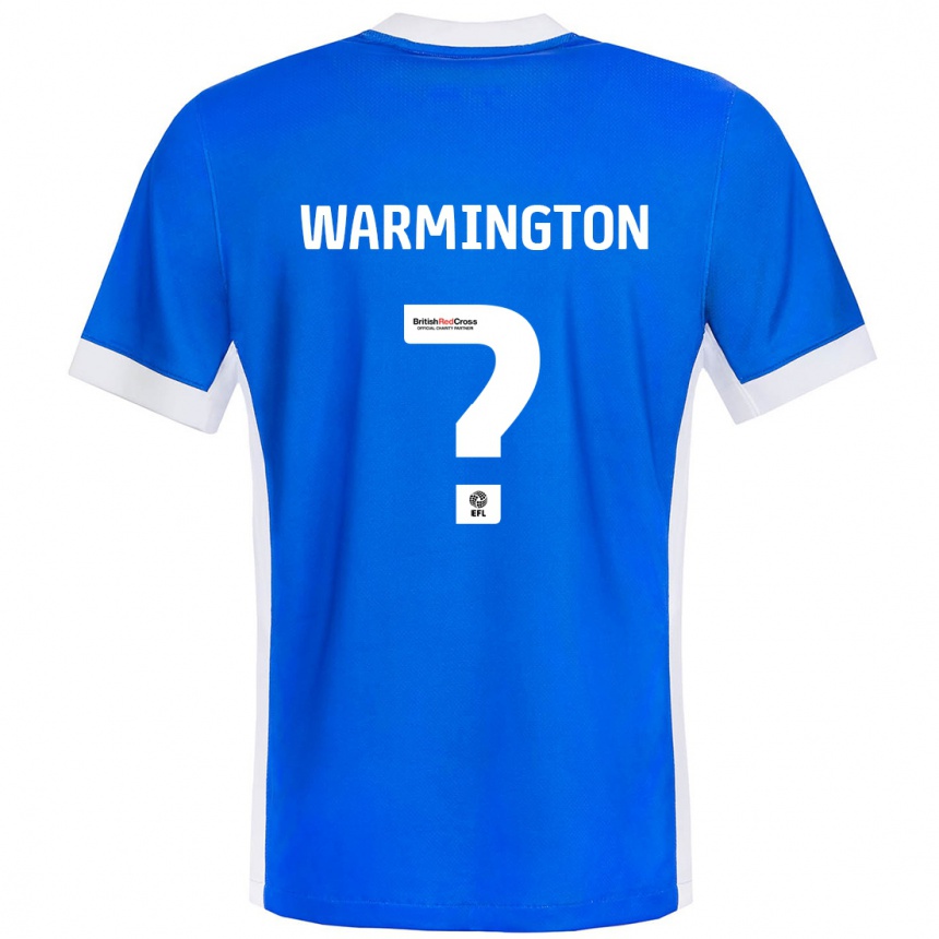 Niño Fútbol Camiseta Tyrese Warmington #0 Azul Blanco 1ª Equipación 2024/25