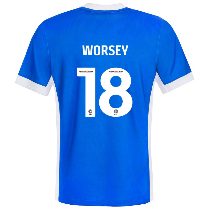 Niño Fútbol Camiseta Louanne Worsey #18 Azul Blanco 1ª Equipación 2024/25