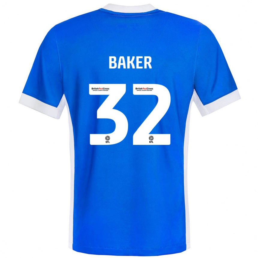 Niño Fútbol Camiseta Ava Baker #32 Azul Blanco 1ª Equipación 2024/25