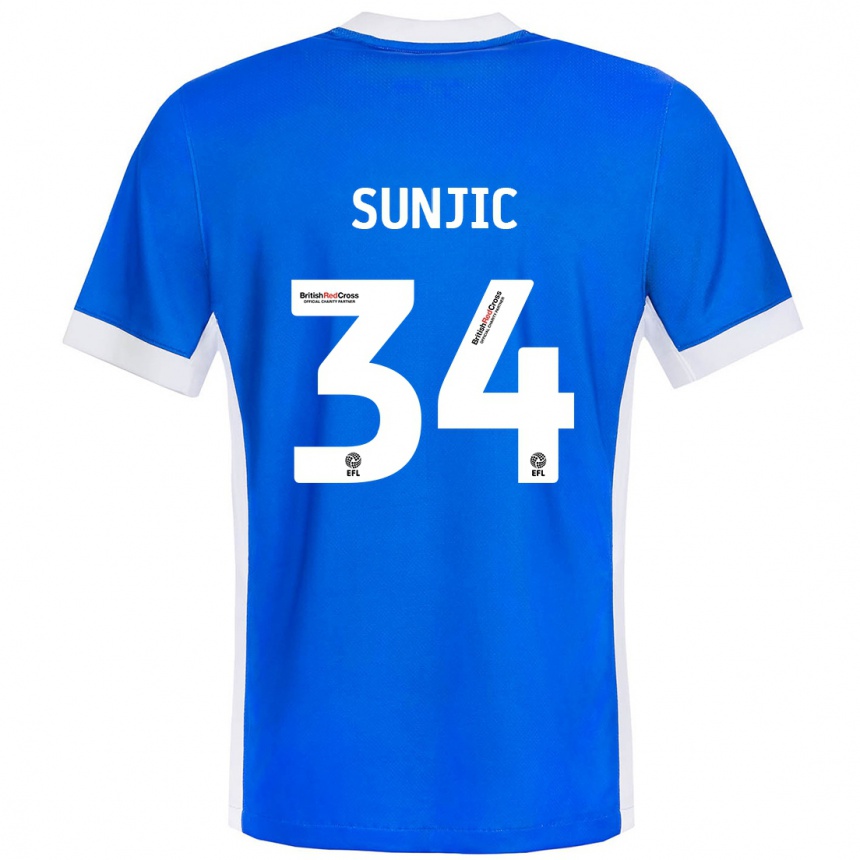 Niño Fútbol Camiseta Ivan Sunjic #34 Azul Blanco 1ª Equipación 2024/25