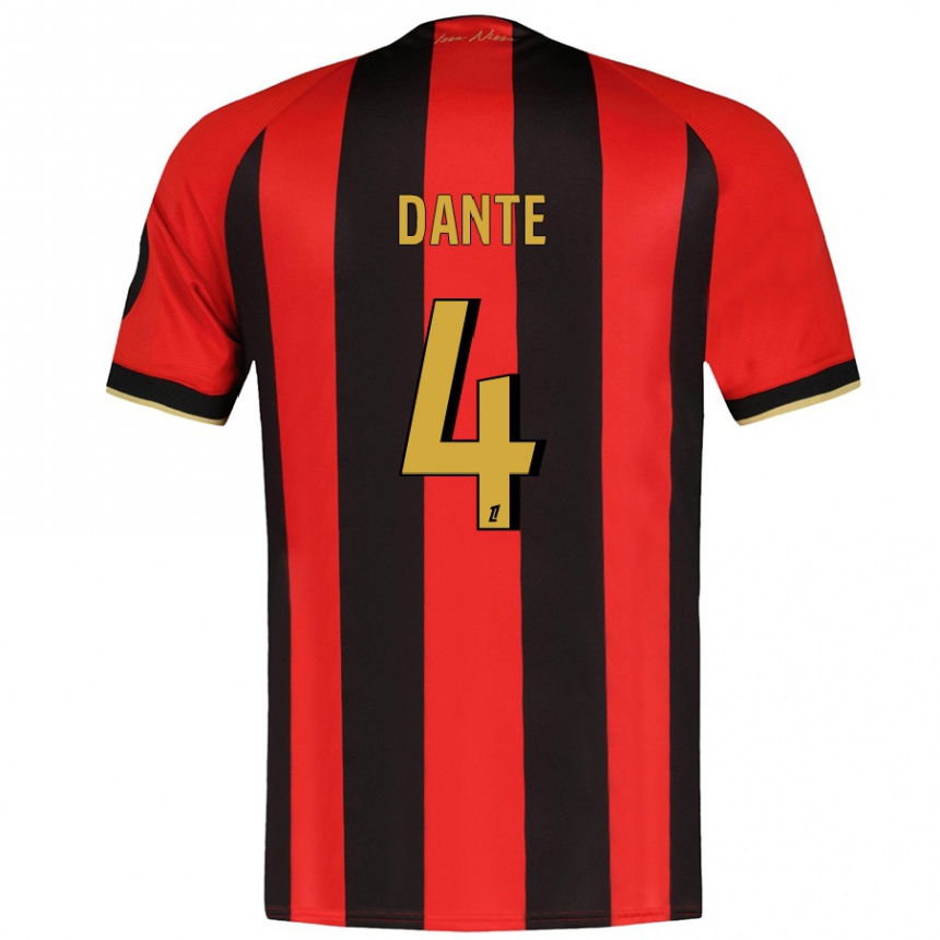 Niño Fútbol Camiseta Dante #4 Rojo Negro 1ª Equipación 2024/25