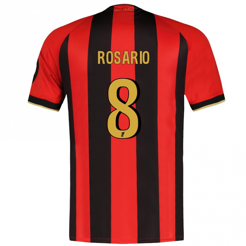 Niño Fútbol Camiseta Pablo Rosario #8 Rojo Negro 1ª Equipación 2024/25