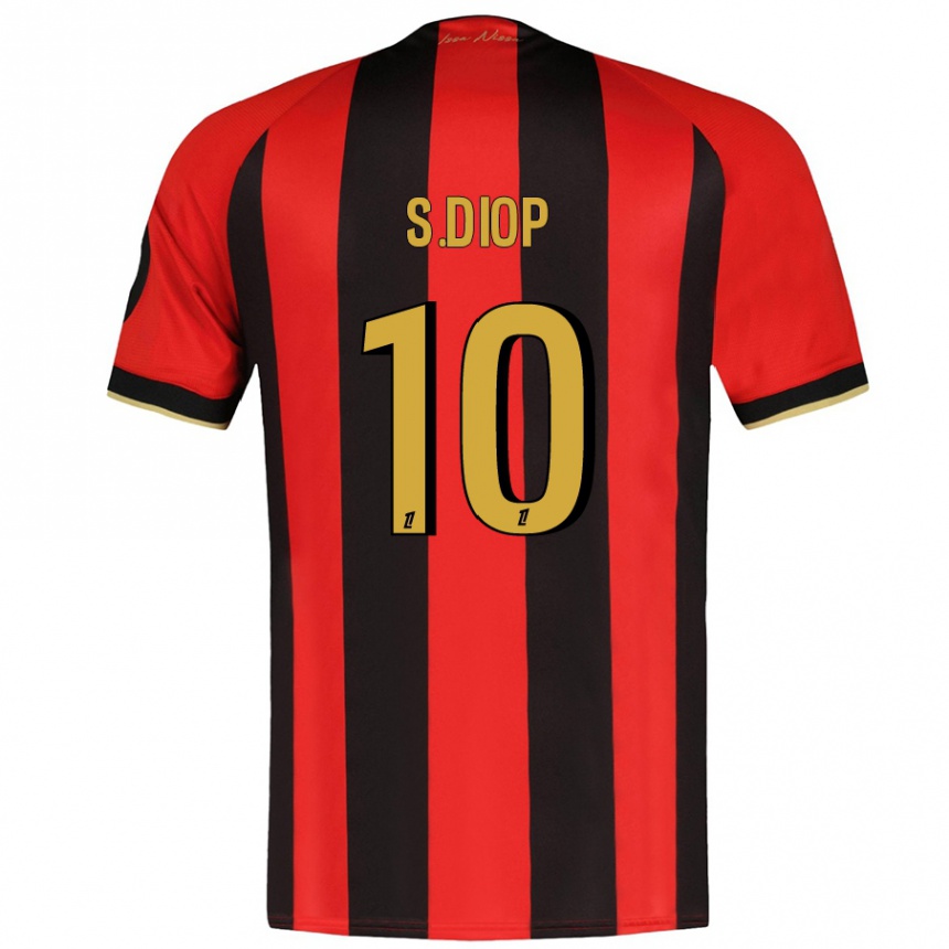 Niño Fútbol Camiseta Sofiane Diop #10 Rojo Negro 1ª Equipación 2024/25