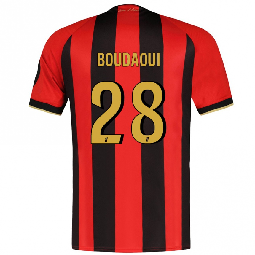 Niño Fútbol Camiseta Hicham Boudaoui #28 Rojo Negro 1ª Equipación 2024/25