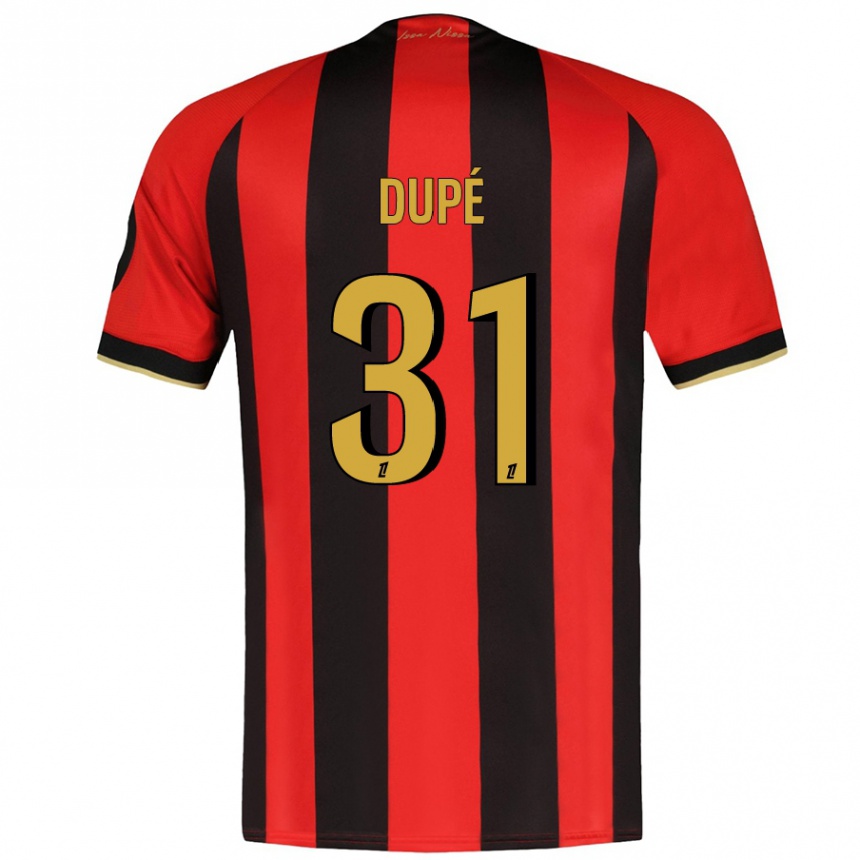 Niño Fútbol Camiseta Maxime Dupé #31 Rojo Negro 1ª Equipación 2024/25