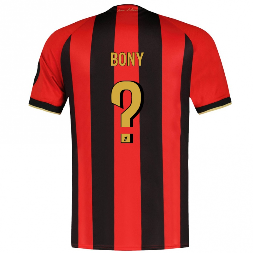 Niño Fútbol Camiseta Geoffroy Bony #0 Rojo Negro 1ª Equipación 2024/25