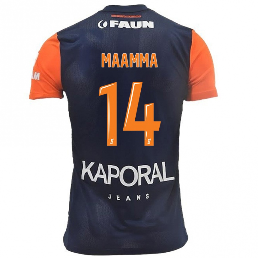 Niño Fútbol Camiseta Othmane Maamma #14 Azul Marino Naranja 1ª Equipación 2024/25