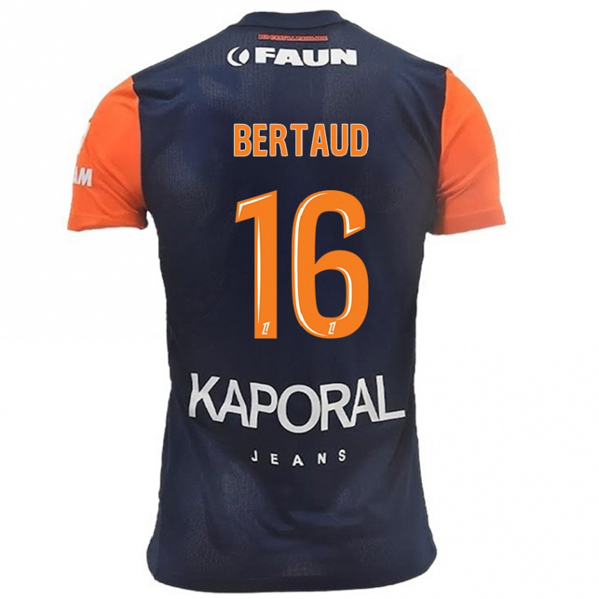 Niño Fútbol Camiseta Dimitry Bertaud #16 Azul Marino Naranja 1ª Equipación 2024/25