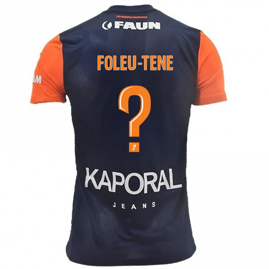 Niño Fútbol Camiseta Kévin Foleu-Tene #0 Azul Marino Naranja 1ª Equipación 2024/25