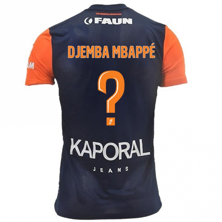 Niño Fútbol Camiseta Yvan Djemba Mbappé #0 Azul Marino Naranja 1ª Equipación 2024/25