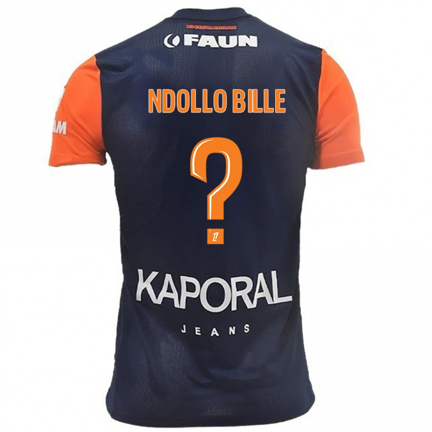 Niño Fútbol Camiseta Wilfried Ndollo Bille #0 Azul Marino Naranja 1ª Equipación 2024/25