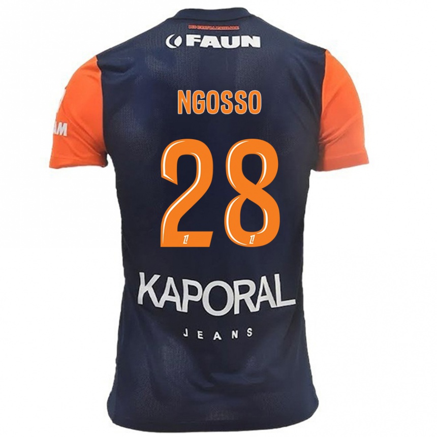 Niño Fútbol Camiseta Glenn Ngosso #28 Azul Marino Naranja 1ª Equipación 2024/25