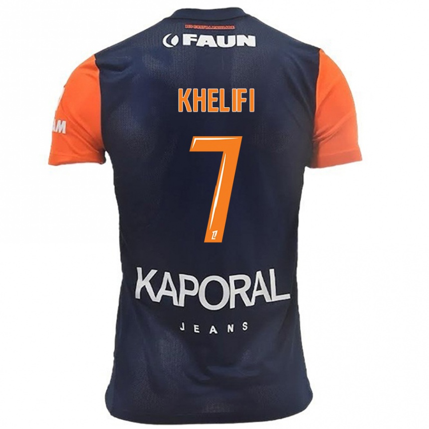 Niño Fútbol Camiseta Léa Khelifi #7 Azul Marino Naranja 1ª Equipación 2024/25