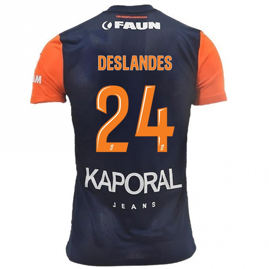 Niño Fútbol Camiseta Océane Deslandes #24 Azul Marino Naranja 1ª Equipación 2024/25