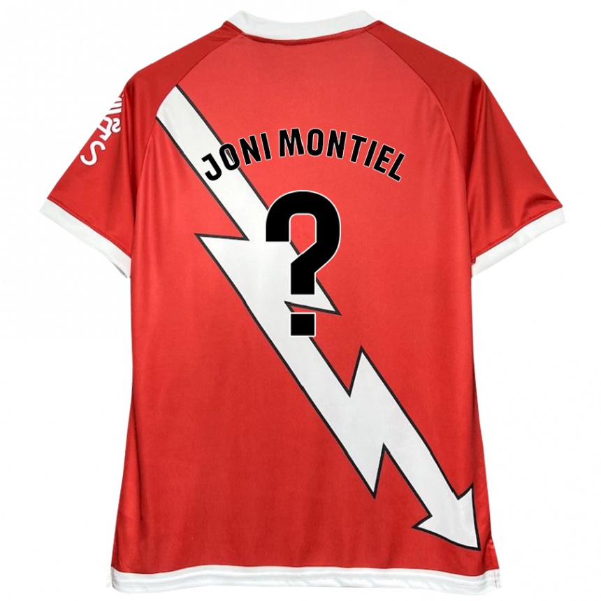 Niño Fútbol Camiseta Joni Montiel #0 Blanco Rojo 1ª Equipación 2024/25