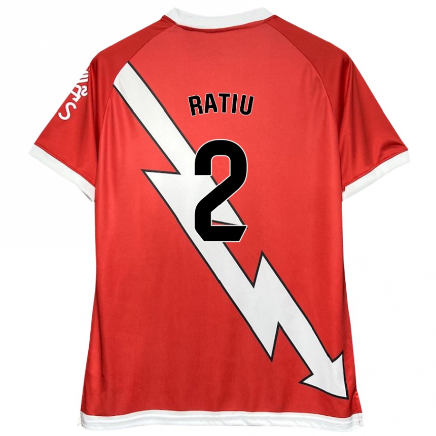 Niño Fútbol Camiseta Andrei Rațiu #2 Blanco Rojo 1ª Equipación 2024/25