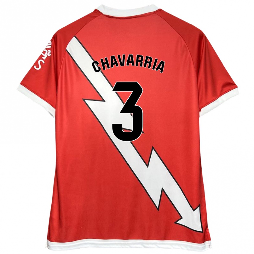 Niño Fútbol Camiseta Pep Chavarría #3 Blanco Rojo 1ª Equipación 2024/25