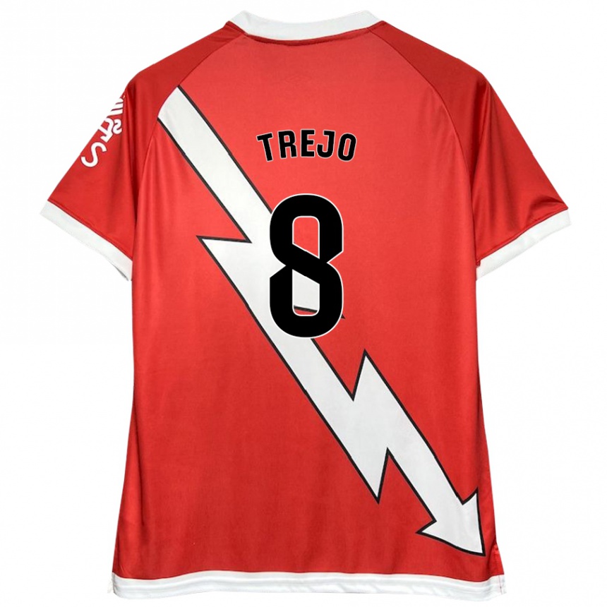 Niño Fútbol Camiseta Óscar Trejo #8 Blanco Rojo 1ª Equipación 2024/25