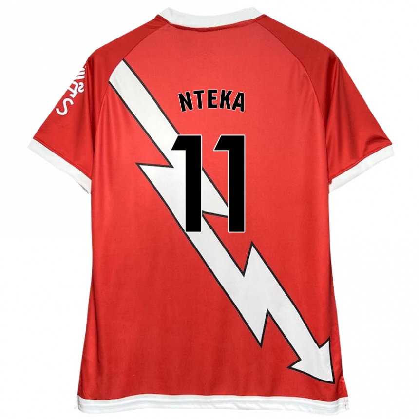 Niño Fútbol Camiseta Randy Nteka #11 Blanco Rojo 1ª Equipación 2024/25