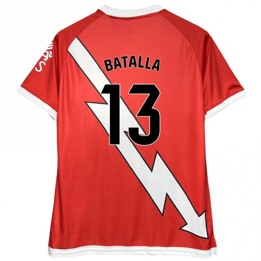 Niño Fútbol Camiseta Augusto Batalla #13 Blanco Rojo 1ª Equipación 2024/25