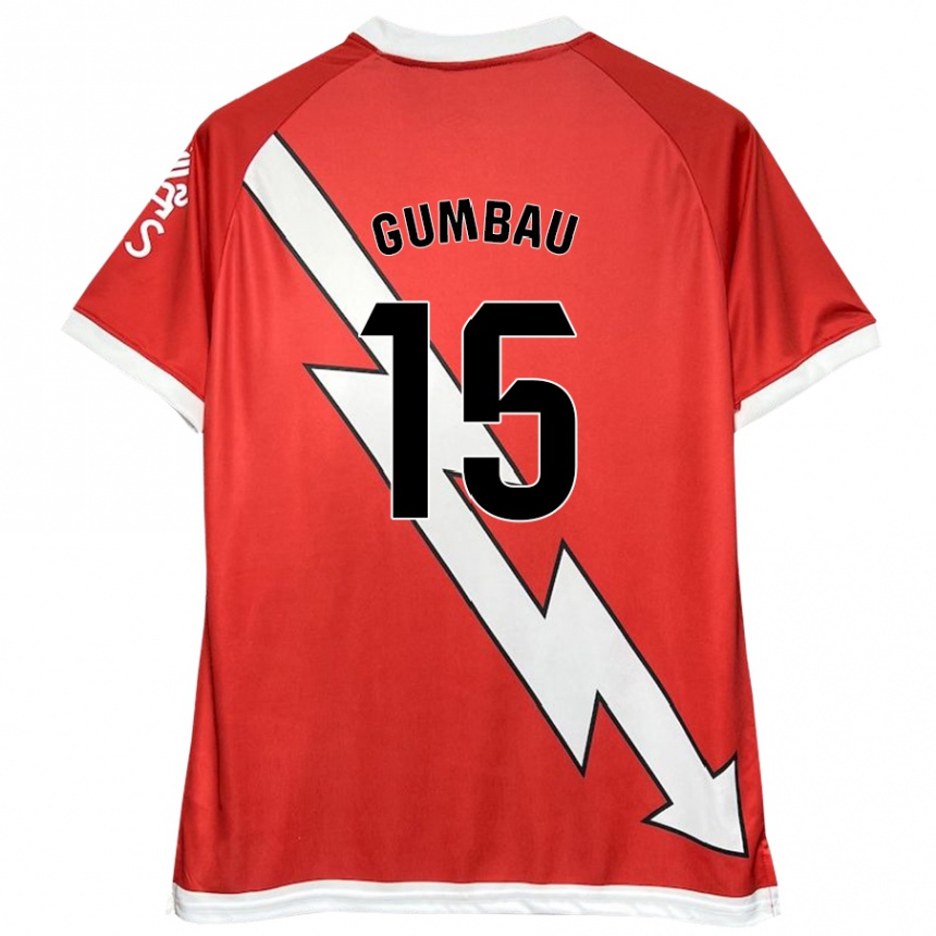 Niño Fútbol Camiseta Gerard Gumbau #15 Blanco Rojo 1ª Equipación 2024/25