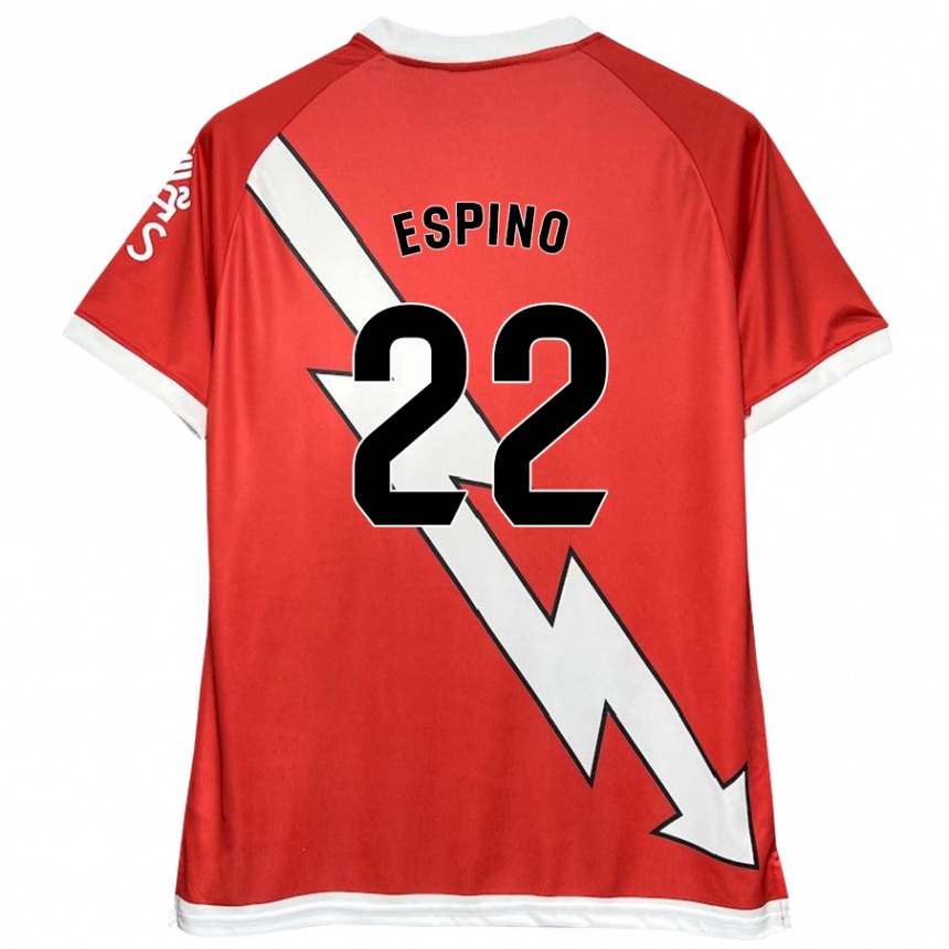 Niño Fútbol Camiseta Alfonso Espino #22 Blanco Rojo 1ª Equipación 2024/25