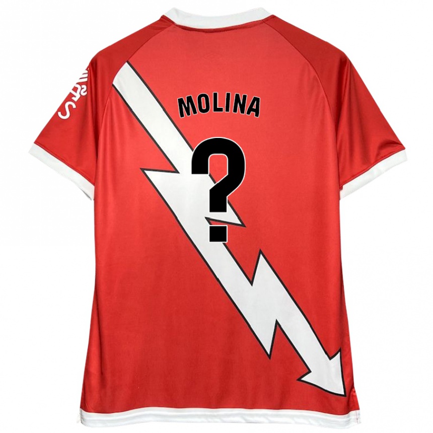 Niño Fútbol Camiseta Adrián Molina #0 Blanco Rojo 1ª Equipación 2024/25