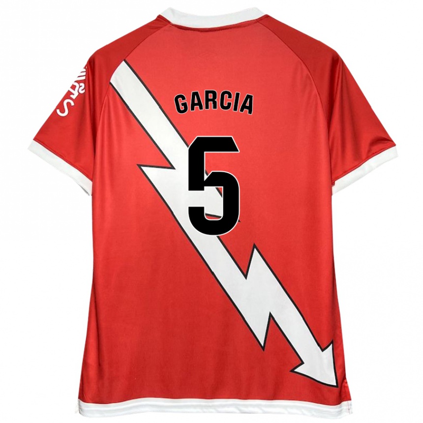 Niño Fútbol Camiseta Miguel García #5 Blanco Rojo 1ª Equipación 2024/25