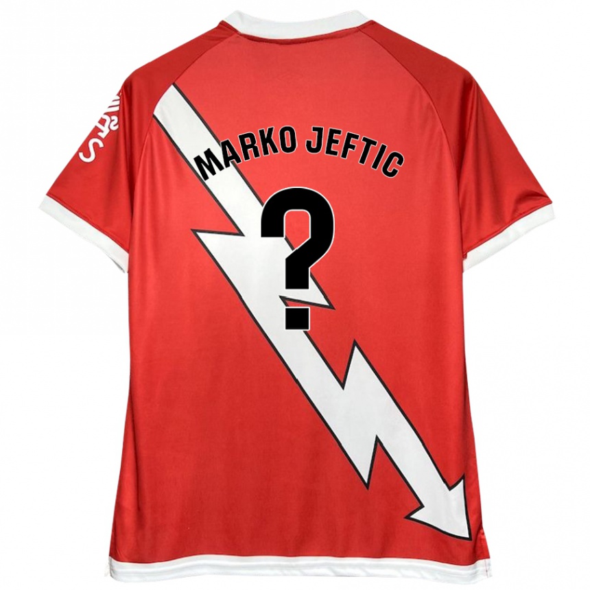 Niño Fútbol Camiseta Marko Jeftic #0 Blanco Rojo 1ª Equipación 2024/25