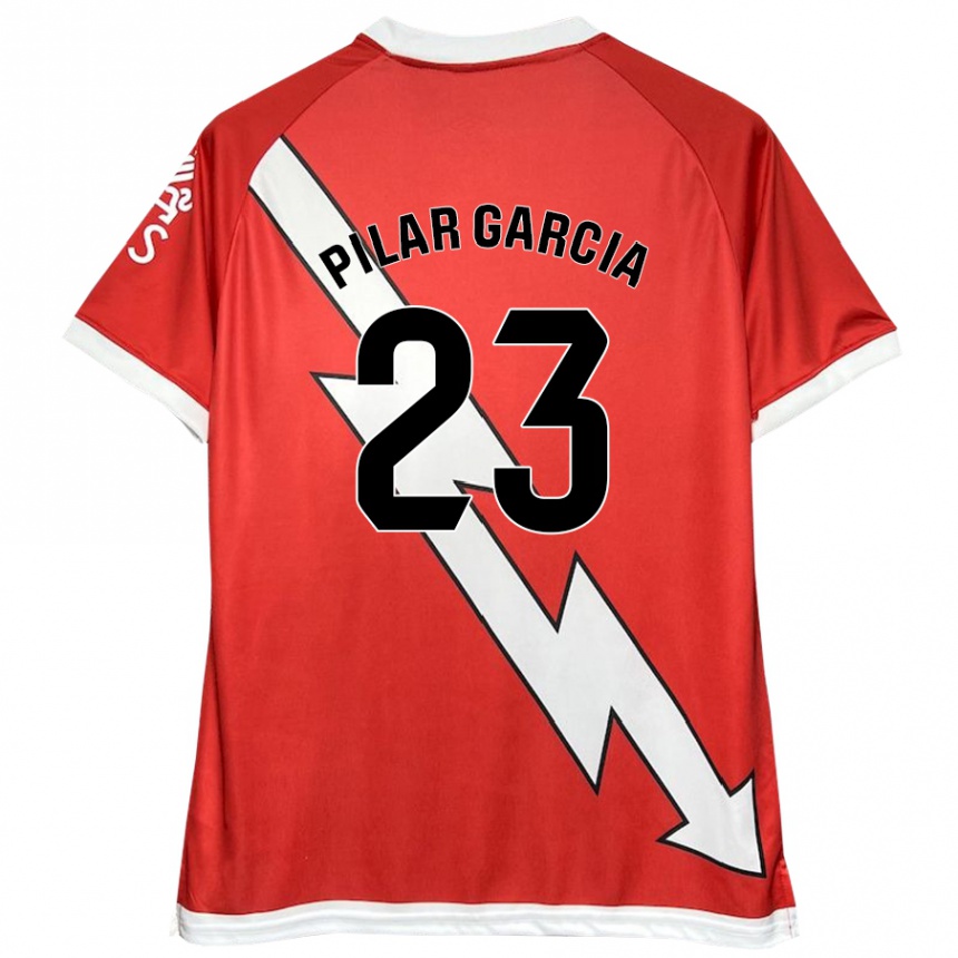 Niño Fútbol Camiseta María Pilar García Villalba #23 Blanco Rojo 1ª Equipación 2024/25