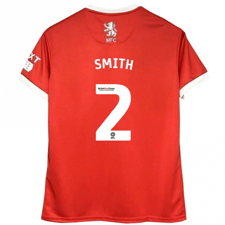 Niño Fútbol Camiseta Tommy Smith #2 Rojo Blanco 1ª Equipación 2024/25