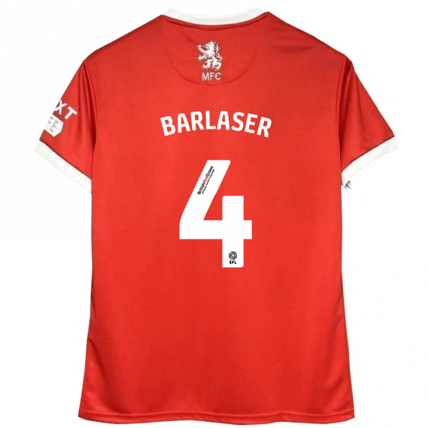 Niño Fútbol Camiseta Dan Barlaser #4 Rojo Blanco 1ª Equipación 2024/25