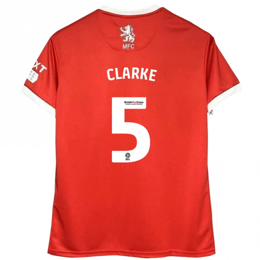 Niño Fútbol Camiseta Matt Clarke #5 Rojo Blanco 1ª Equipación 2024/25