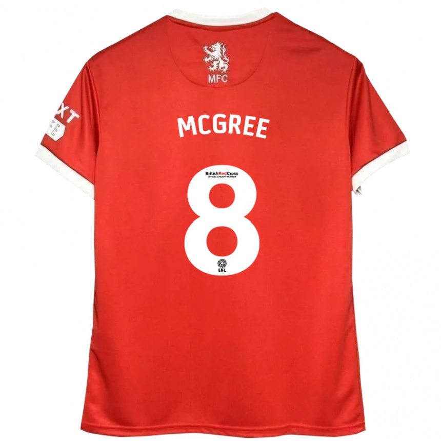 Niño Fútbol Camiseta Riley Mcgree #8 Rojo Blanco 1ª Equipación 2024/25