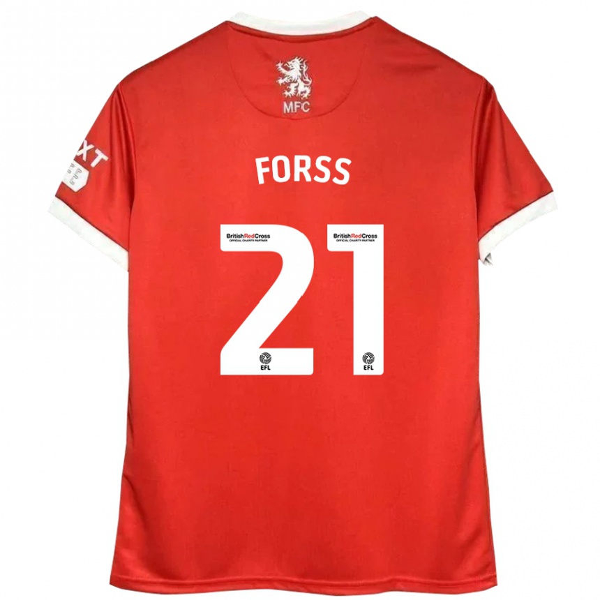 Niño Fútbol Camiseta Marcus Forss #21 Rojo Blanco 1ª Equipación 2024/25