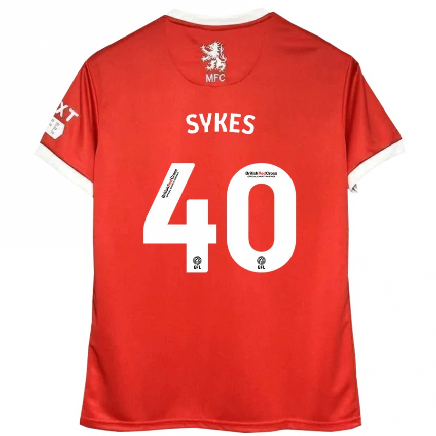 Niño Fútbol Camiseta Cain Sykes #40 Rojo Blanco 1ª Equipación 2024/25