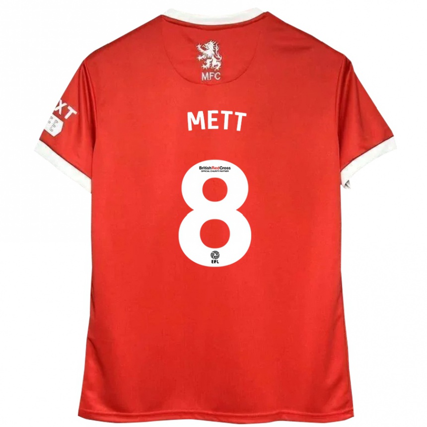 Niño Fútbol Camiseta Jessica Mett #8 Rojo Blanco 1ª Equipación 2024/25